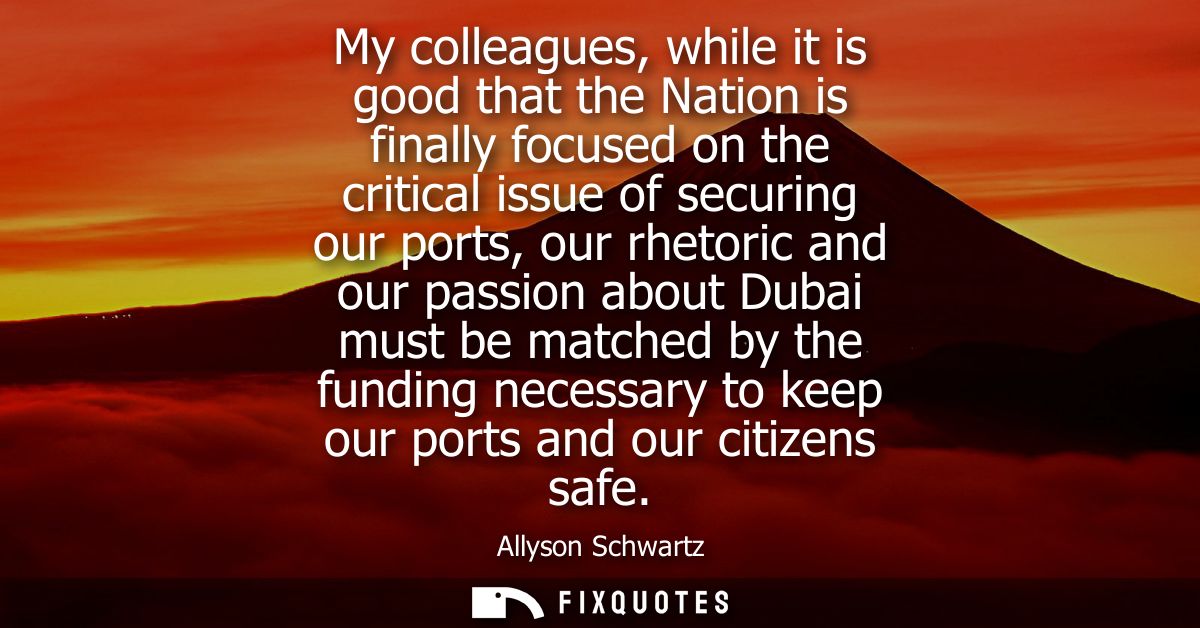 My colleagues, while it is good that the Nation is finally focused on the critical issue of securing our ports, our rhet