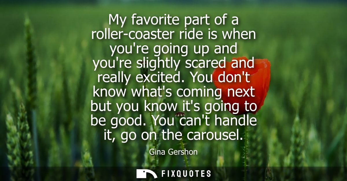 My favorite part of a roller-coaster ride is when youre going up and youre slightly scared and really excited.