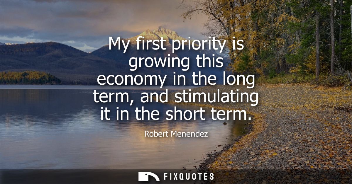 My first priority is growing this economy in the long term, and stimulating it in the short term