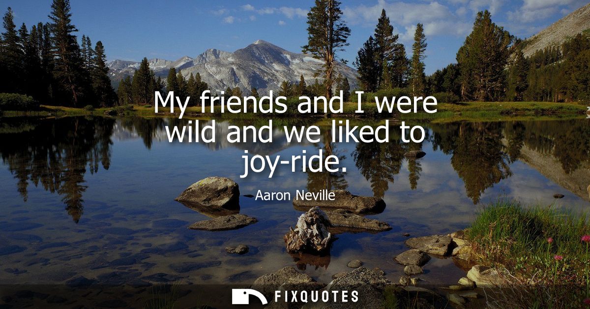 My friends and I were wild and we liked to joy-ride