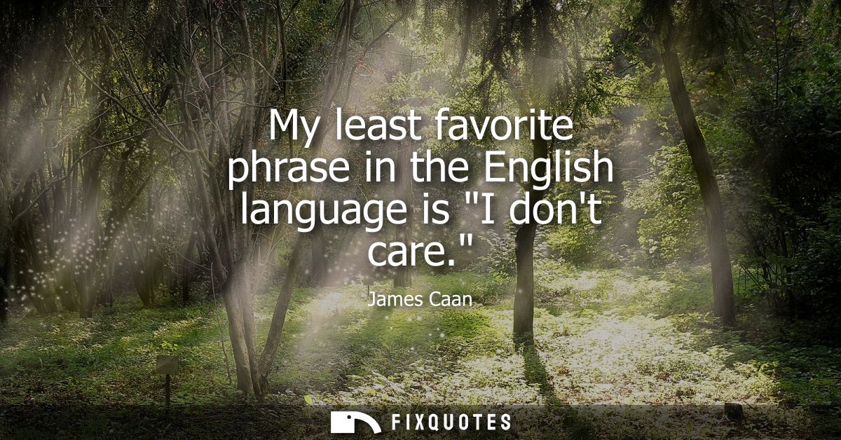 My least favorite phrase in the English language is I dont care.