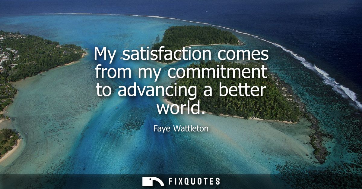 My satisfaction comes from my commitment to advancing a better world