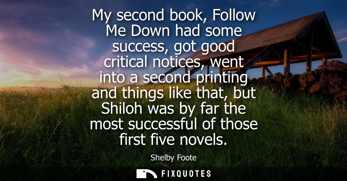 My second book, Follow Me Down had some success, got good critical notices, went into a second printing and things like 