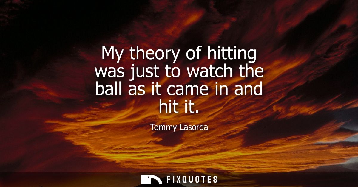 My theory of hitting was just to watch the ball as it came in and hit it