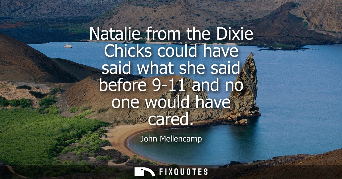 Natalie from the Dixie Chicks could have said what she said before 9-11 and no one would have cared