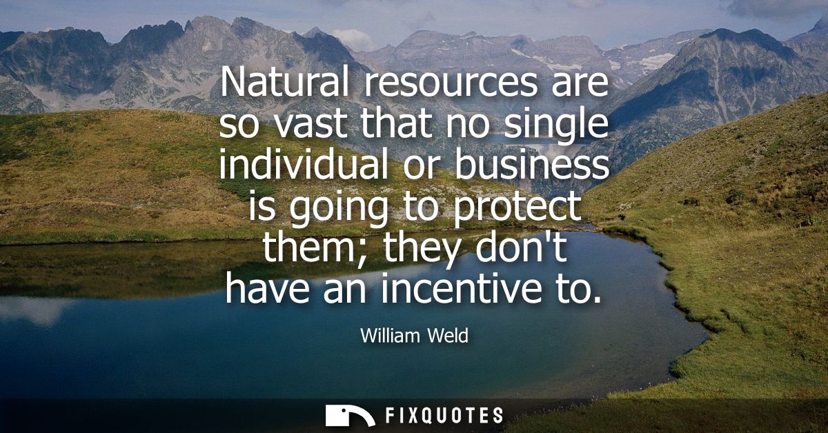 Natural resources are so vast that no single individual or business is going to protect them they dont have an incentive