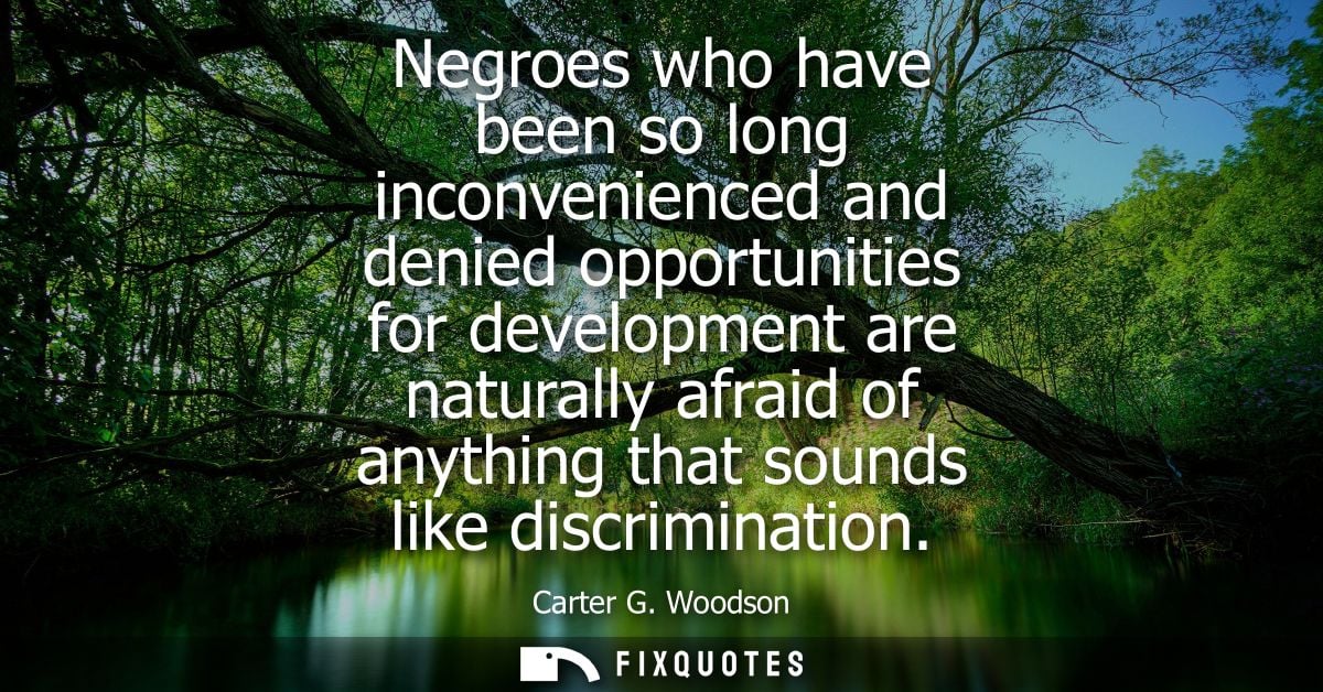 Negroes who have been so long inconvenienced and denied opportunities for development are naturally afraid of anything t