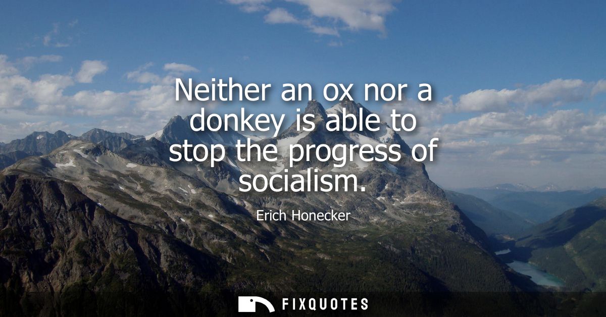 Neither an ox nor a donkey is able to stop the progress of socialism