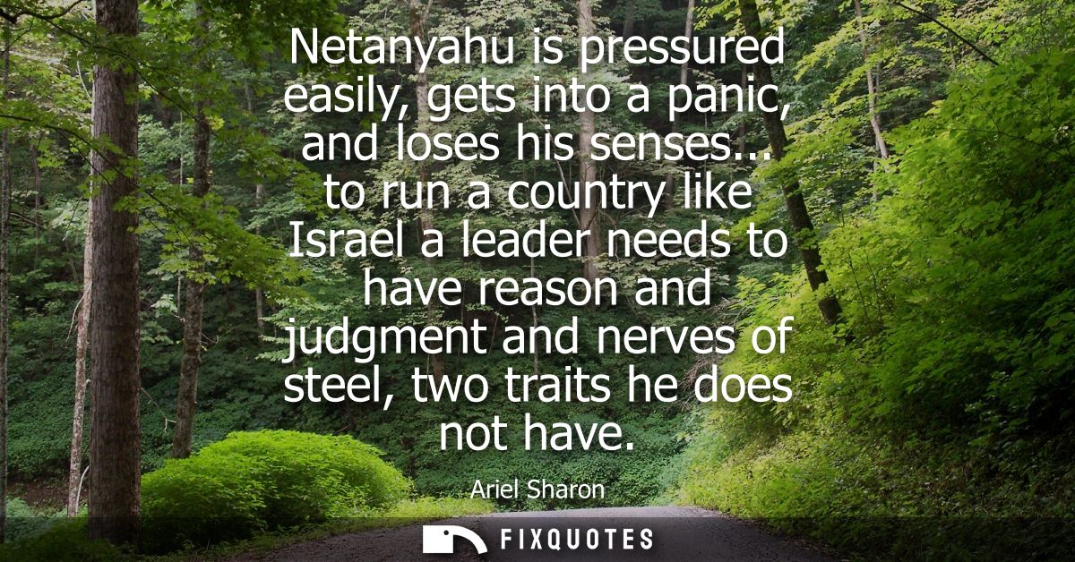Netanyahu is pressured easily, gets into a panic, and loses his senses... to run a country like Israel a leader needs to