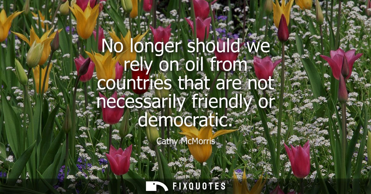 No longer should we rely on oil from countries that are not necessarily friendly or democratic