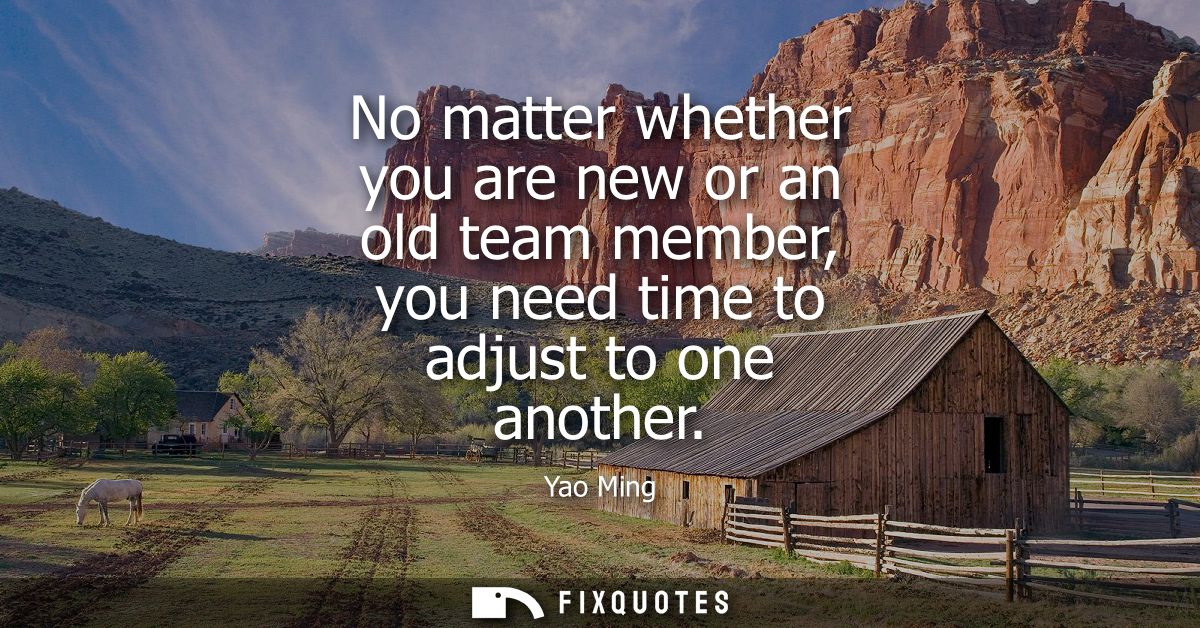 No matter whether you are new or an old team member, you need time to adjust to one another