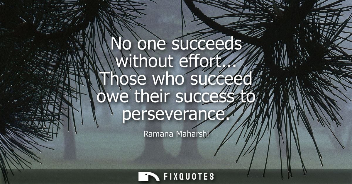 No one succeeds without effort... Those who succeed owe their success to perseverance