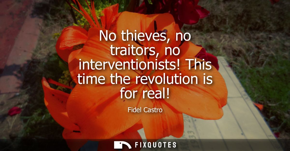 No thieves, no traitors, no interventionists! This time the revolution is for real!