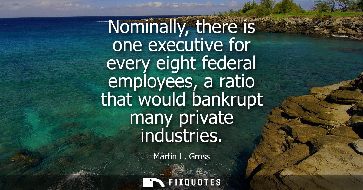 Nominally, there is one executive for every eight federal employees, a ratio that would bankrupt many private industries