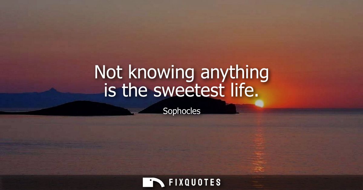 Not knowing anything is the sweetest life