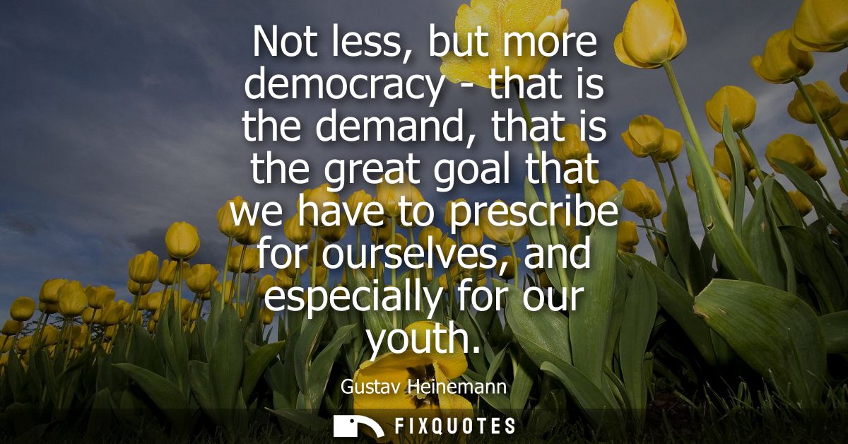 Not less, but more democracy - that is the demand, that is the great goal that we have to prescribe for ourselves, and e