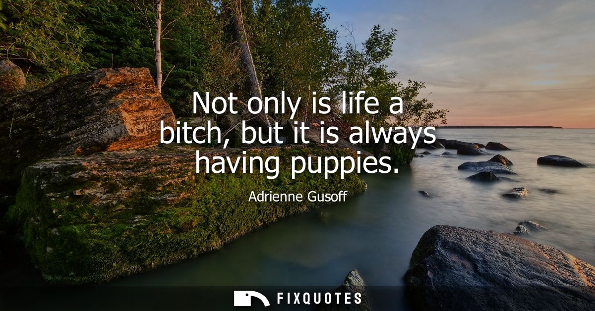 Not only is life a bitch, but it is always having puppies