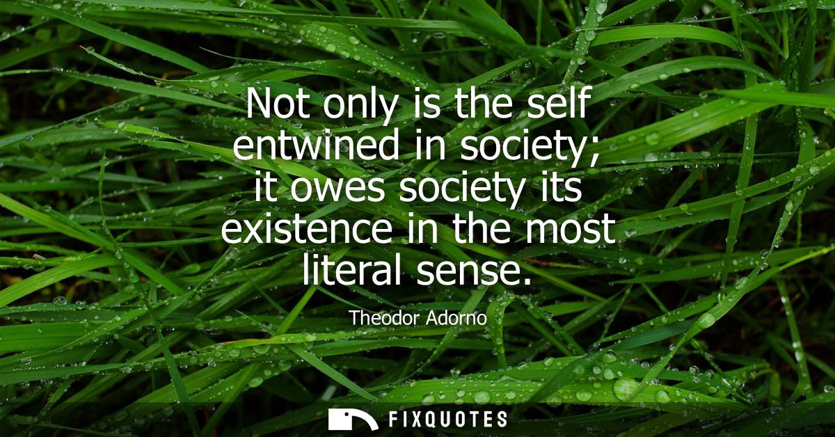 Not only is the self entwined in society it owes society its existence in the most literal sense