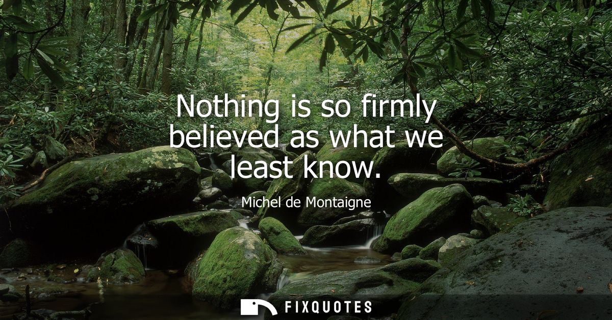 Nothing is so firmly believed as what we least know