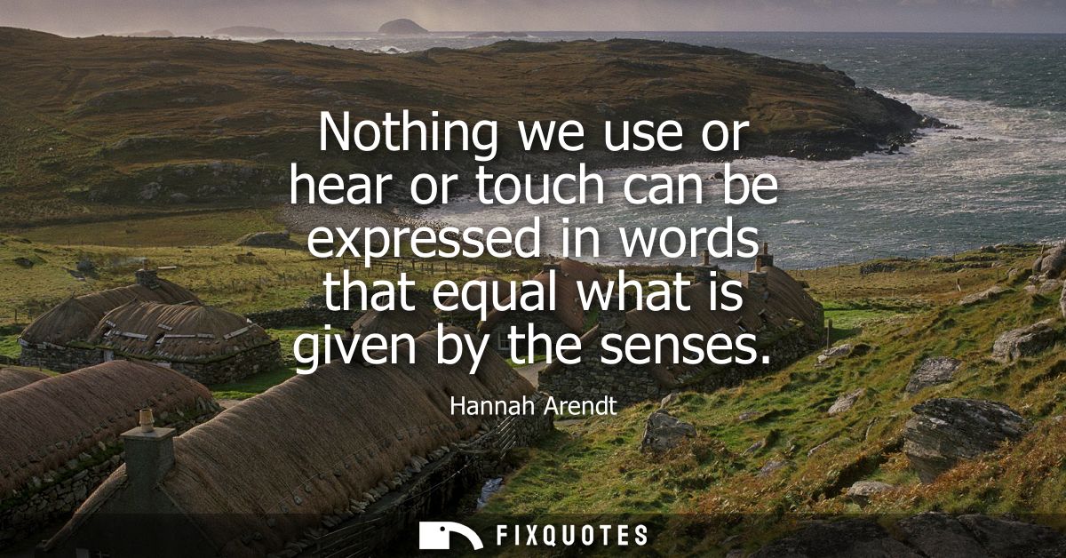 Nothing we use or hear or touch can be expressed in words that equal what is given by the senses