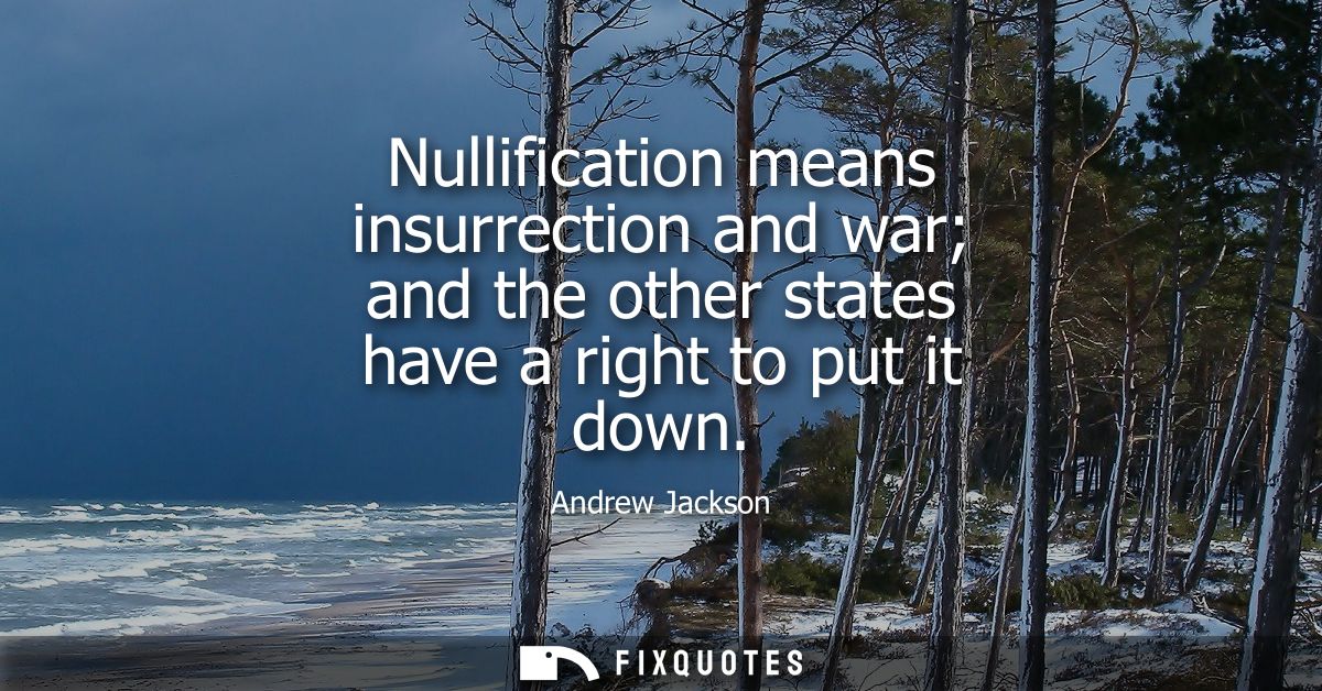 Nullification means insurrection and war and the other states have a right to put it down