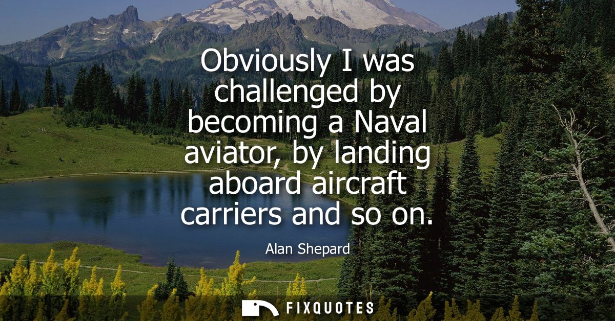 Obviously I was challenged by becoming a Naval aviator, by landing aboard aircraft carriers and so on