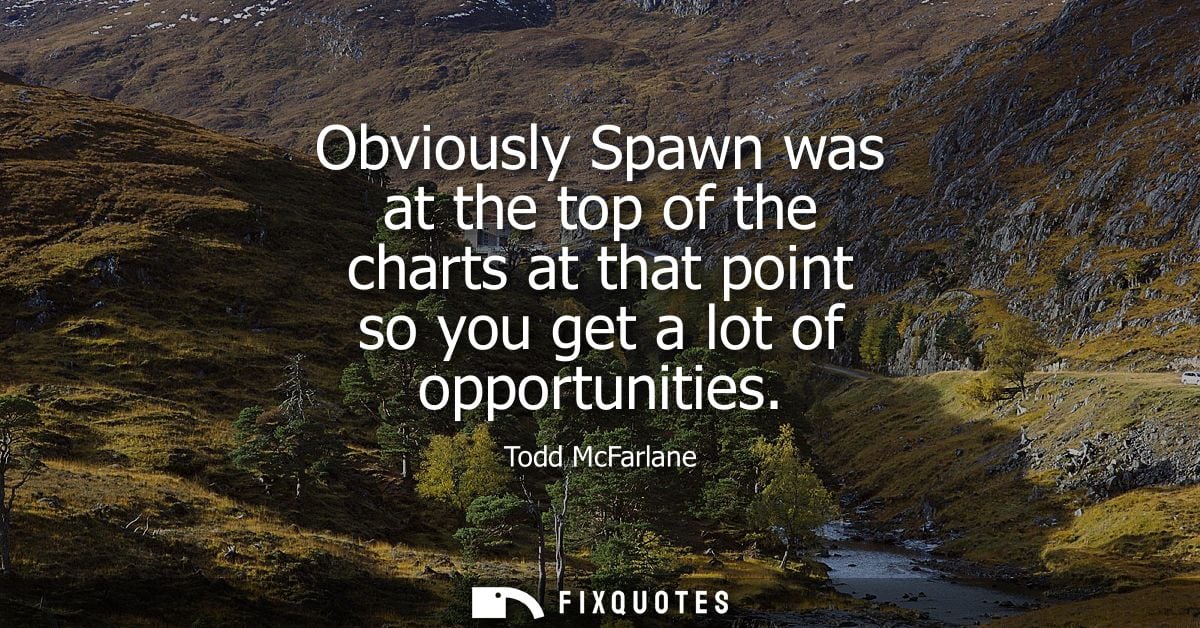 Obviously Spawn was at the top of the charts at that point so you get a lot of opportunities - Todd McFarlane