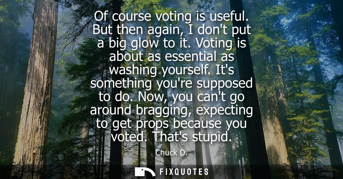 Of course voting is useful. But then again, I dont put a big glow to it. Voting is about as essential as washing yoursel