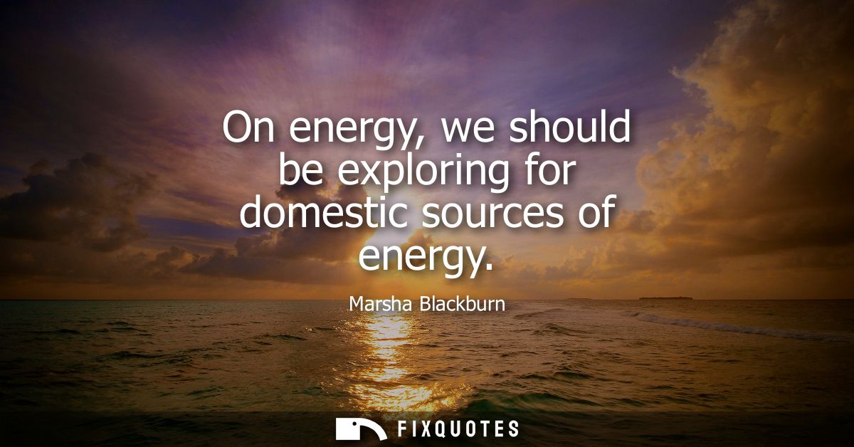 On energy, we should be exploring for domestic sources of energy
