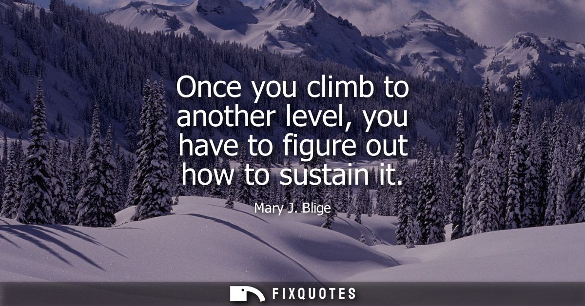 Once you climb to another level, you have to figure out how to sustain it - Mary J. Blige