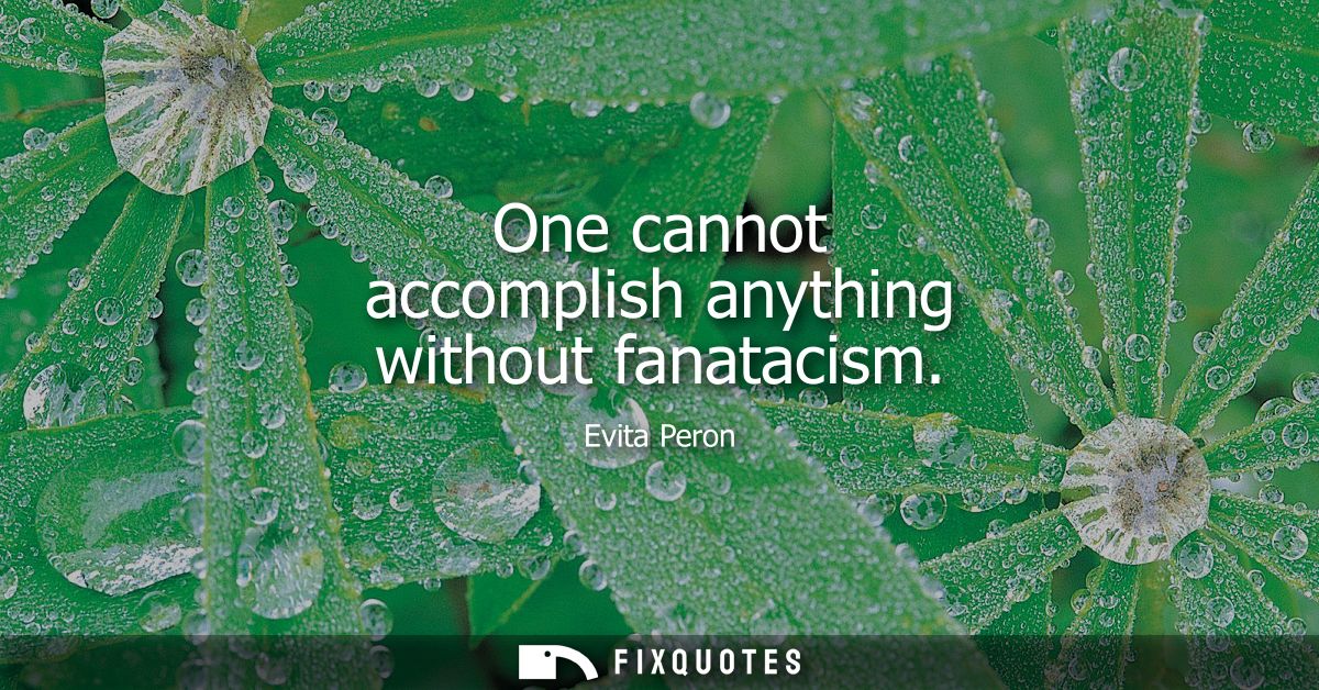 One cannot accomplish anything without fanatacism