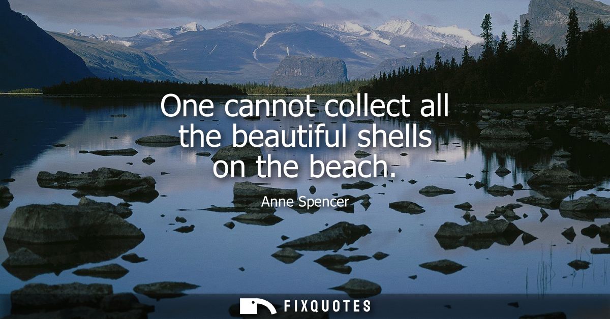 One cannot collect all the beautiful shells on the beach
