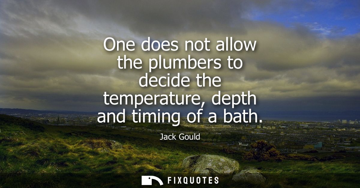 One does not allow the plumbers to decide the temperature, depth and timing of a bath