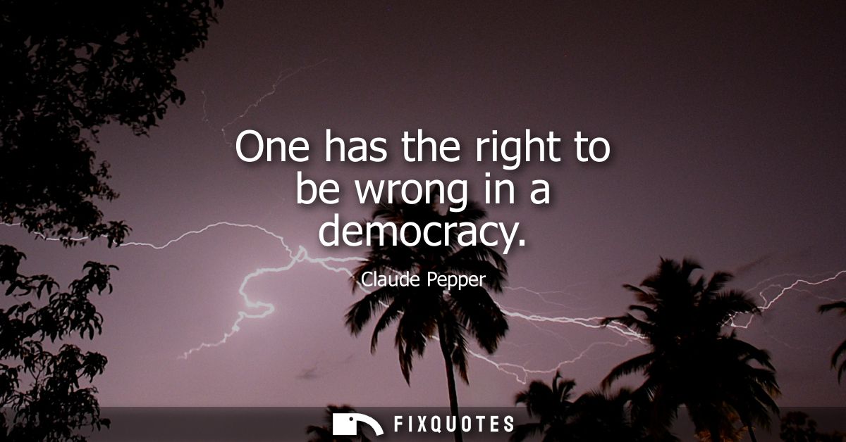 One has the right to be wrong in a democracy