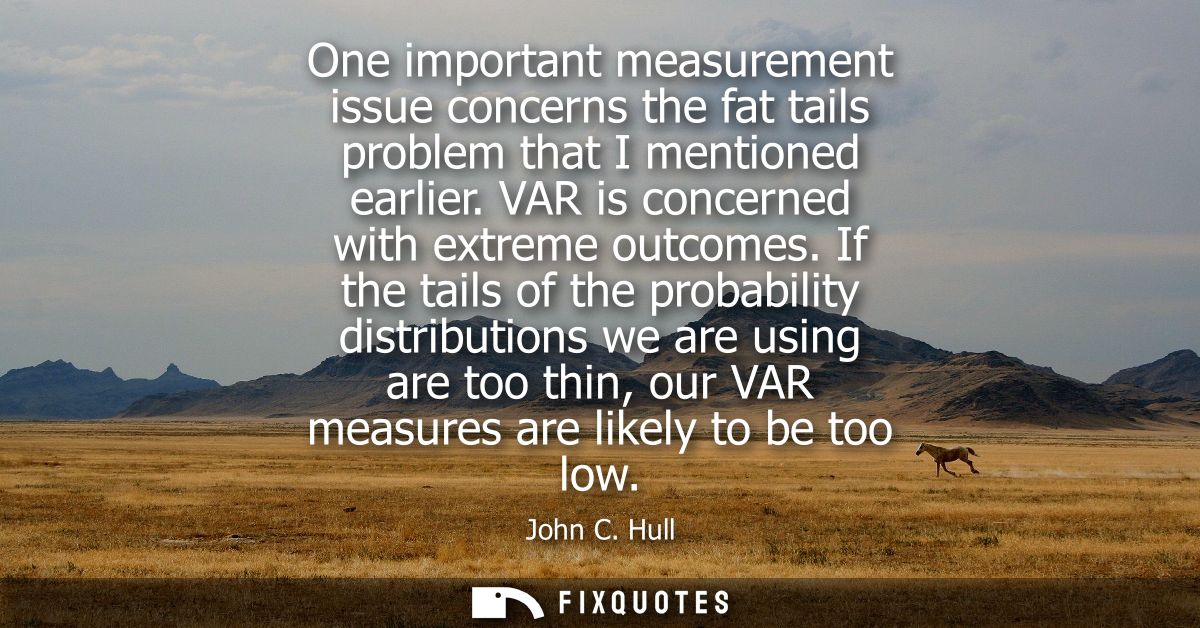 One important measurement issue concerns the fat tails problem that I mentioned earlier. VAR is concerned with extreme o
