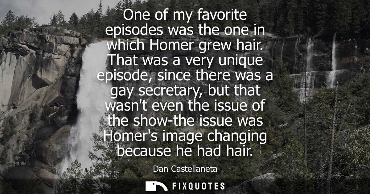 One of my favorite episodes was the one in which Homer grew hair. That was a very unique episode, since there was a gay 