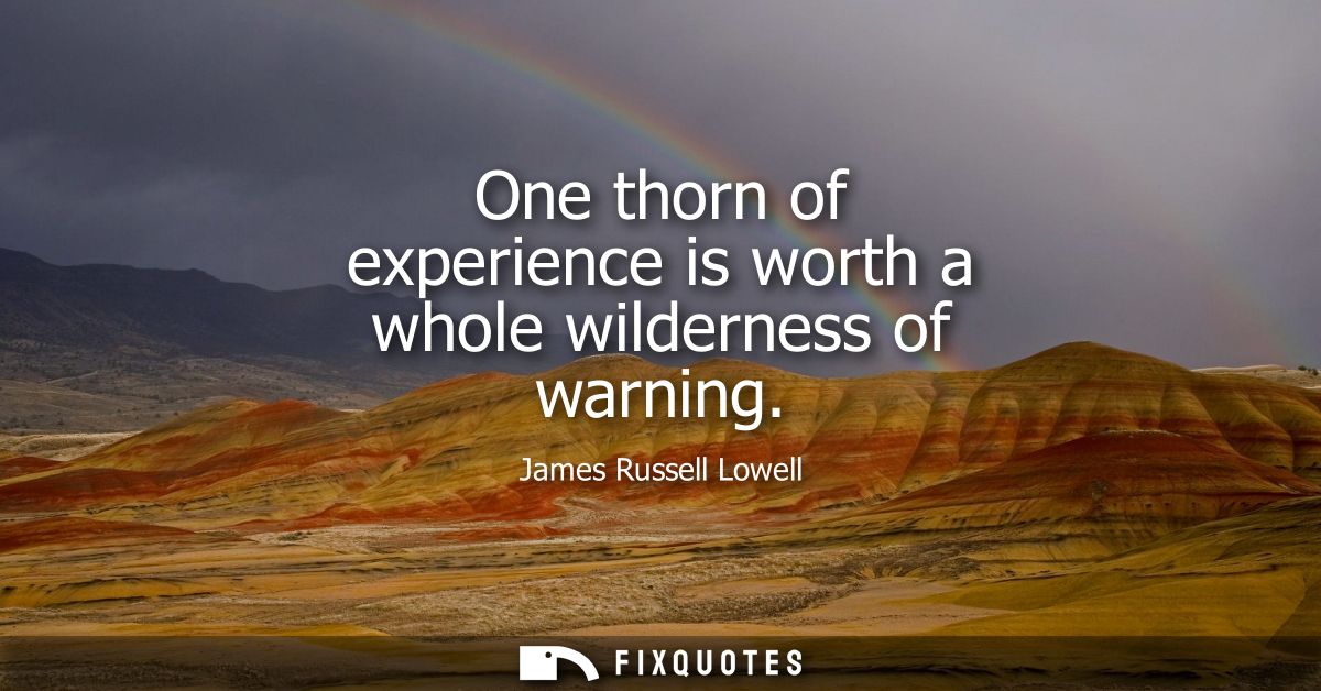 One thorn of experience is worth a whole wilderness of warning
