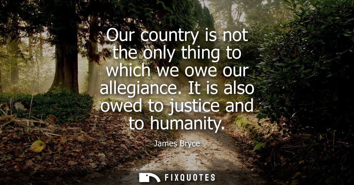 Our country is not the only thing to which we owe our allegiance. It is also owed to justice and to humanity