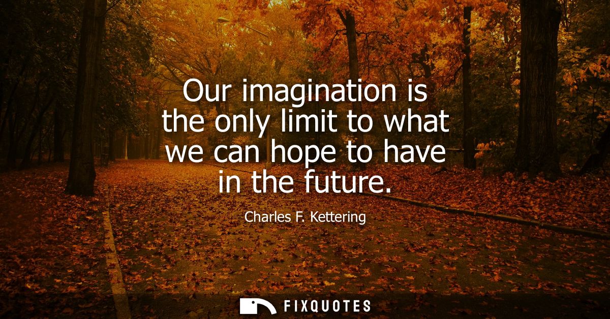 Our imagination is the only limit to what we can hope to have in the future
