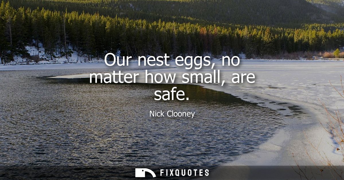 Our nest eggs, no matter how small, are safe