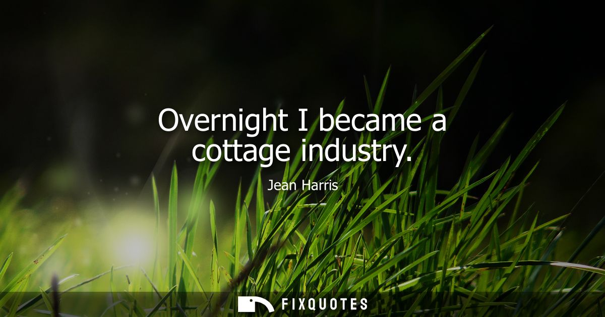 Overnight I became a cottage industry