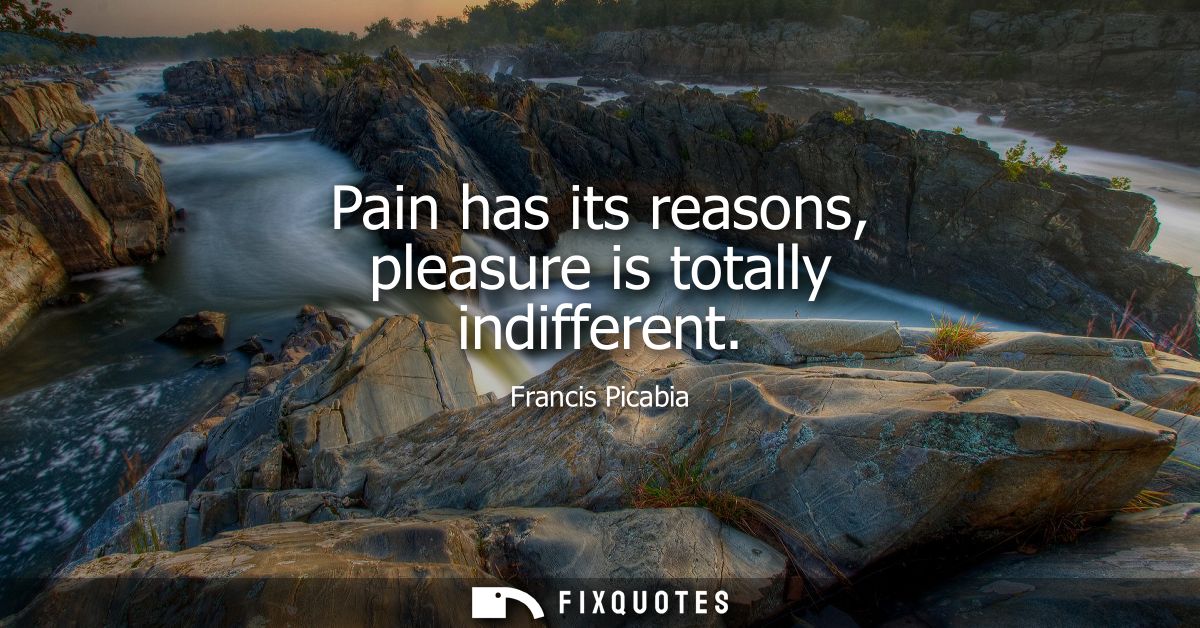 Pain has its reasons, pleasure is totally indifferent