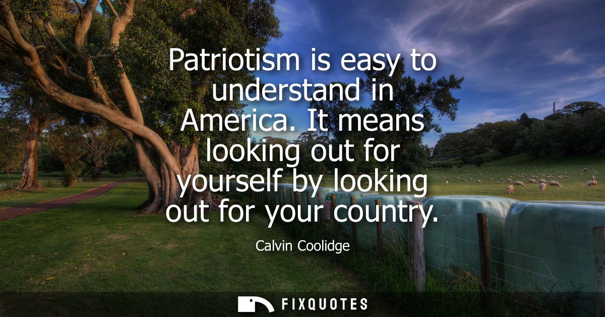 Patriotism is easy to understand in America. It means looking out for yourself by looking out for your country