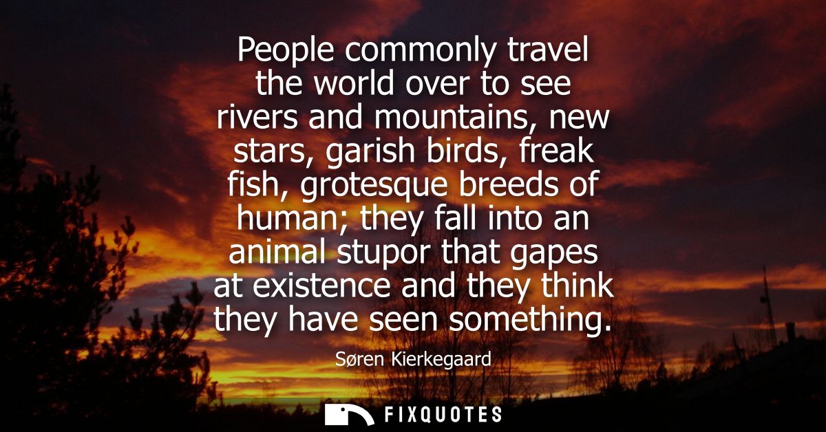 People commonly travel the world over to see rivers and mountains, new stars, garish birds, freak fish, grotesque breeds