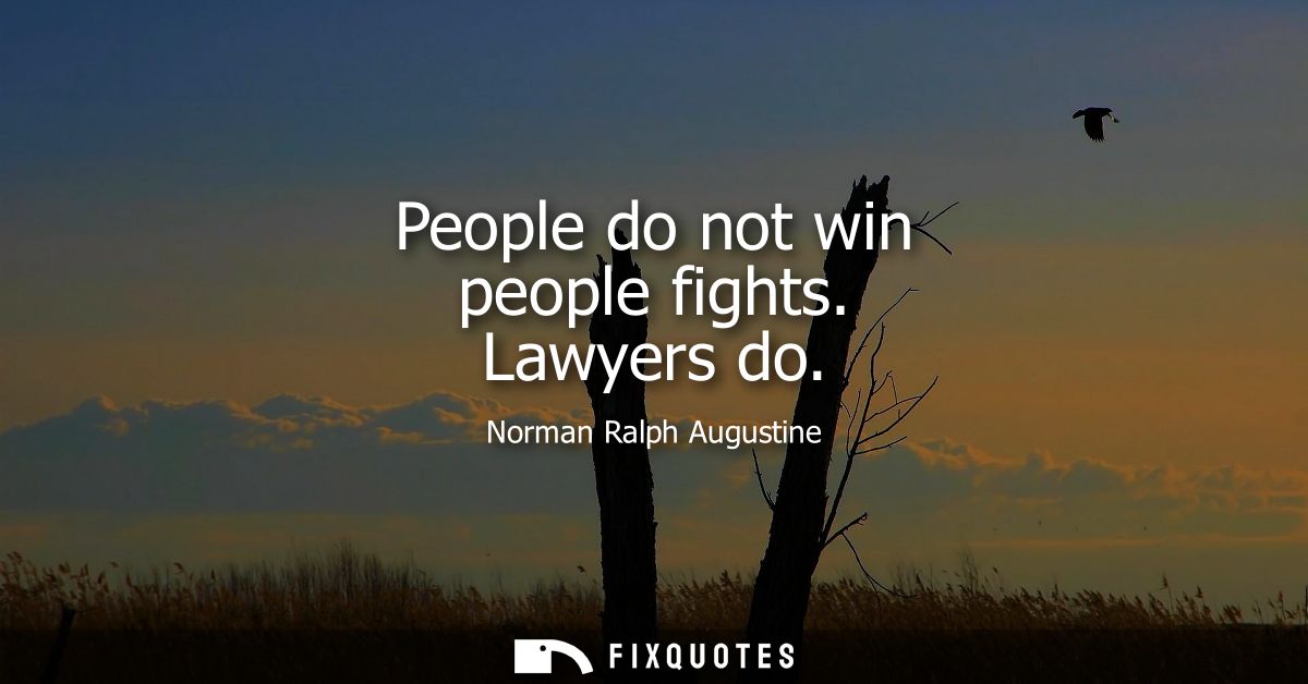 People do not win people fights. Lawyers do