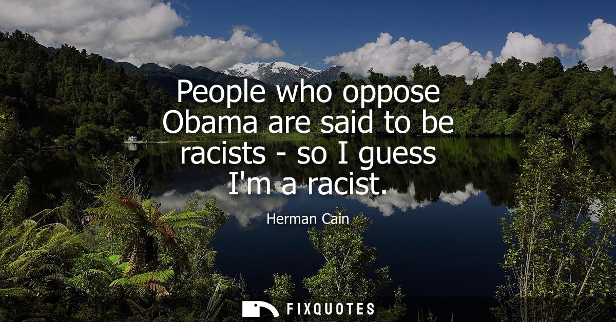 People who oppose Obama are said to be racists - so I guess Im a racist