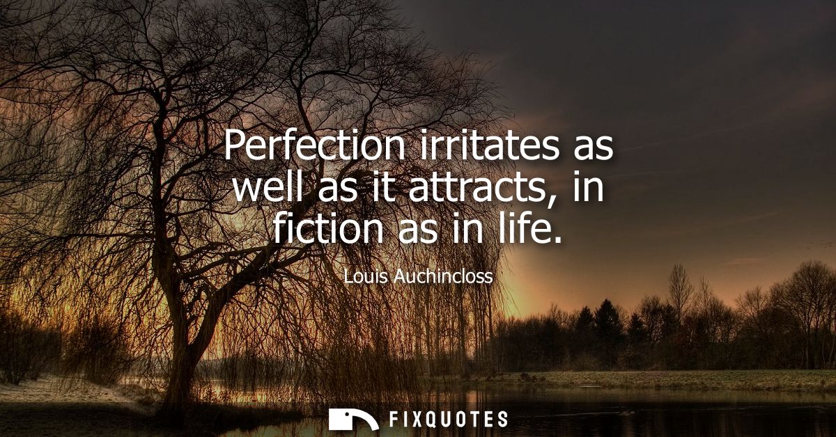 Perfection irritates as well as it attracts, in fiction as in life