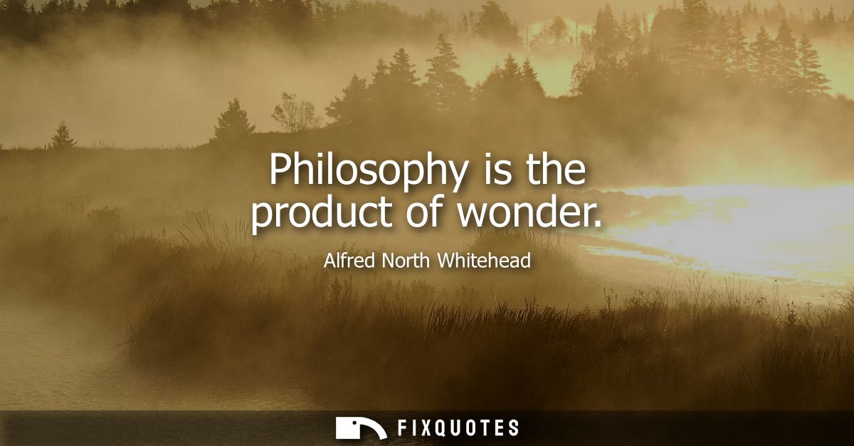 Philosophy is the product of wonder
