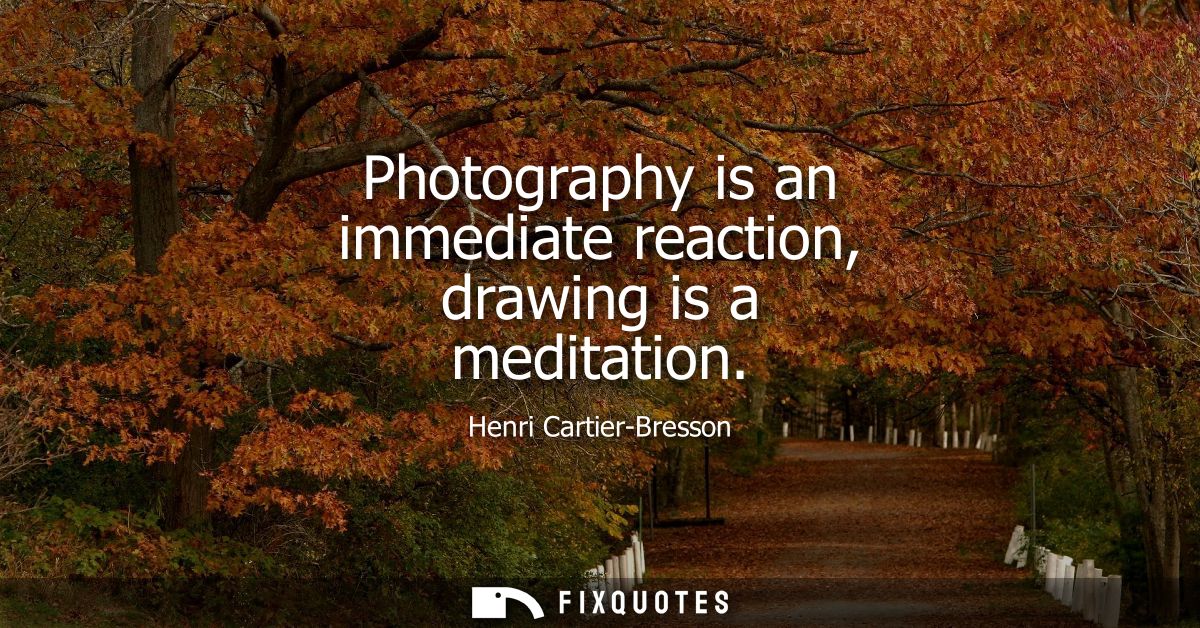 Photography is an immediate reaction, drawing is a meditation