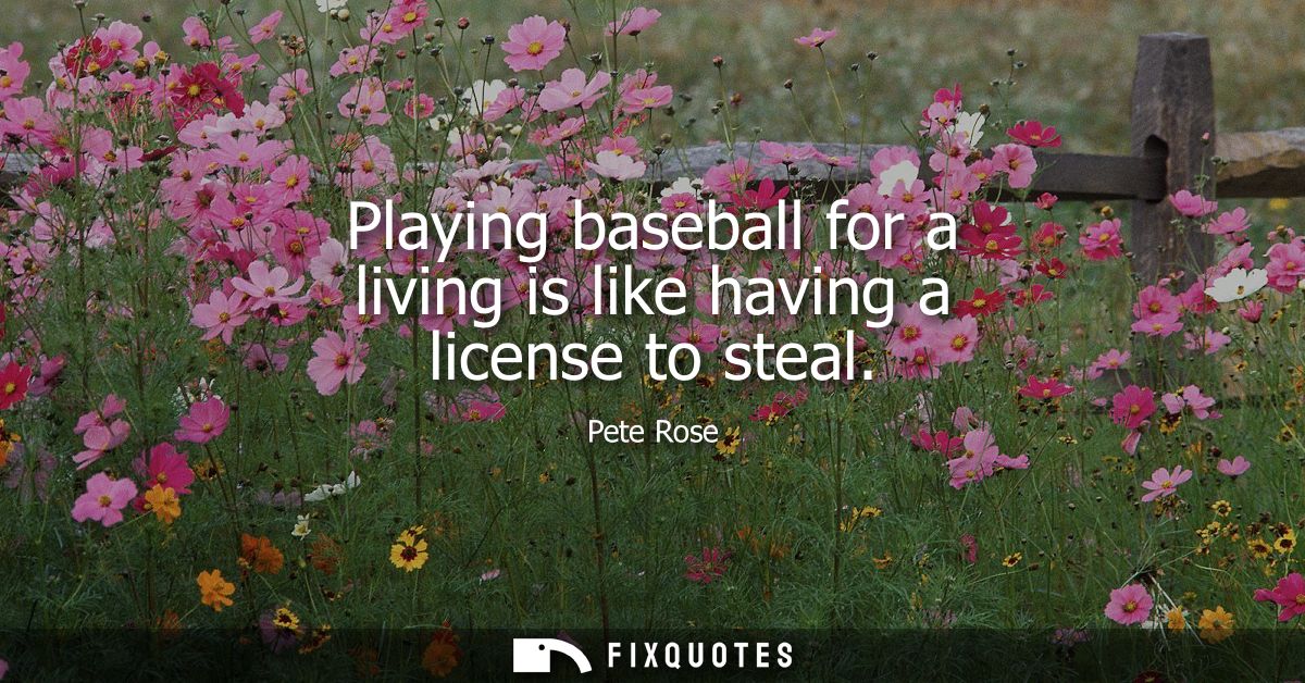 Playing baseball for a living is like having a license to steal